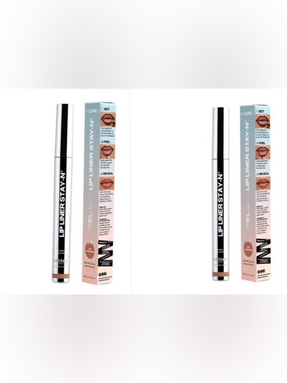 2 -Sacheu Lip Liner Stay-N - Pinked 03 - 0.12 fl oz: Matte Finish, Tube Form